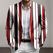 economico Blazer Stampati da Uomo-Per uomo A righe Giacca blazer Cappotto Confortevole Traspirante Artistico Casual Casuale Quotidiano Abbigliamento da sera Stampa 3D Bottoni Multi-tasche Primavera Autunno &amp; Inverno Dentellato Manica