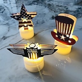  3-teiliges Set mit Kerzenlaternen, fünfzackigen Sternen, Flugzeug-Lichterketten und Dekorationen zum 250. Jahrestag der Unabhängigkeit der Vereinigten Staaten für Tischdekorationen zum