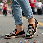 voordelige Vrouwenschoenen-Verenigde Staten 250e Jubileum Dames USA Gedrukte Brede Slip-On Schoenen – Lichtgewicht Wandelschoenen Patriottische Stedelijke Casual Stijl voor Straatmode Festivals Reizen  Dagelijks Gebruik