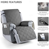 billige Reclinerdeksel-100 % vanntett sofatrekk lenestoltrekk lenestoltrekk sklisikkert hundestoltrekk møbelbeskytter vaskbart trekk med lomme elastiske stropper for kjæledyr hunder (mørk grå, 23,6")