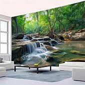 זול שטיחי קיר-טבע נוף מפל מערה שטיח קיר טרופי יער מערה נוף אמנות לסלון חדר שינה עיצוב הבית