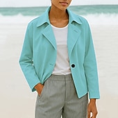 cheap Blazers &amp; Suits-Women's Blazer Casual Jacket Comfortable Sequin Fashion Casual Plain Street Daily Wear Going out Weekend Short Peaked Lapel Regular Fit Long Sleeve Outerwear Black Sky Blue Brown Fall Winter