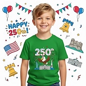  100% Cotton Kids Boys' Blue Black White Graphic Eagle 250th Anniversary T shirt Blouse Crew Neck Short Sleeve Outdoor Dailywear Fashion Streetwear Designer Printing Summer