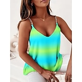 billiga Grafik Tank-Dam Linne Mönster Nyans Blommig Bokstav bohemliv Mode Stylish Ärmlös V-hals Vanliga toppar Dagligen Utekväll Helgen Blå Svart Purpur Grön Kaki Sommar Vår
