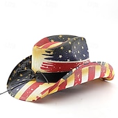  250° anniversario USA Retrò Vintage Far West Cappello da Cowboy Cappello da cowgirl Cowgirl Cowboy Cowboy del West Costume Unisex Mascherata 4 Luglio Feste Giorno dell'Indipendenza Adulti Cappello