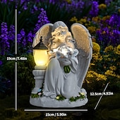 olcso Pathway Lights &amp; Lanterns-1 db kültéri, napelemes, vízálló, imádkozó angyalfigura gyantás lámpa, kerti udvari ösvény gyepdekoráció, vallási angyalszobor, mezőgazdasági tájvilágítás, kültéri dekoratív kiegészítő lámpa