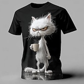  Homens Animal Gato Engraçado Camiseta Manga Curta Camiseta Impressão 3D Gola Redonda Camisa Exagerado Designer Festa Feriado Azul Preto Amarelo Verão Primavera Roupa S M L XL XXL XXXL