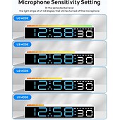 お買い得  スマートデコレーションライト-デジタル目覚まし時計、寝室用デジタル時計、10色に変化するナイトライト、DST、明るさ調節可能、ベッドサイド用ダイナミック音楽同期、ゲーミングPC &amp;テレビのバックライトストリップの装飾