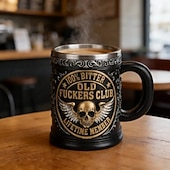  Vanhan f*ckers clubin elinikäinen jäsenmuki, 10oz keraaminen kahvikuppi vintage-luurankodesignilla, rohkea huumorijuoma jokapäiväiseen käyttöön, vanhan runkkarin vitsilahja miehille &Old Fuckers