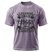  60th Birthday Legends Were Born In 1966 Aged Perfectly Genuine One Of A Kind Quality Limited Edition Purple Mineral Wash Men Short Sleeve T Shirt Clothing Apparel S M L XL XXL XXXL