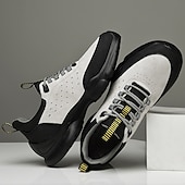 economico Sneakers Casual-scarpe da ginnastica sportive grigie da uomo, tomaia in mesh traspirante, suola ammortizzante, stile sportivo moderno, adatte per camminare, viaggiare e abbigliamento casual