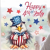  Confezione da 2 adesivi per vetrine, decorazione per vetrine, adesivi elettrostatici rimovibili per il giorno dell'indipendenza americana, festa nazionale, giorno dell'aquila
