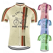 お買い得  メンズジャージ-男性用 サイクリングジャージー グラフィック おかしい 半袖 バイク ジャージー トップス 3つのリアポケット付き マウンテンサイクリング ロードバイク 速乾性 反射性ストリップ 後ポケット 吸汗性 スポーツ イエロー レッド ブルー 衣類