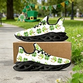 tanie Męskie buty-Męskie trampki sportowe Green Clover na Dzień Świętego Patryka – oddychające i wygodne buty do biegania na paradę irlandzką, spacery na świeżym powietrzu, imprezy świąteczne i do codziennego użytku