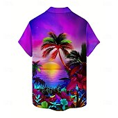 levne Tropické rostliny-Pánské Kokosový strom Příroda a krajina Tropické rostliny Havajská košile Košile na knoflíky Aloha košile Krátký rukáv Havajské Dovolená Léto Jaro Přehnutý 3D tisk košile s límečkem Jedna přední kapsa