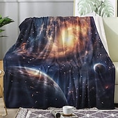 Недорогие Тонкие одеяла и пледы-Плед с изображением Солнечной системы, космических планет, Юпитера, Сатурна, Урана и Нептуна, мягкий флисовый плед для детской спальни, образовательный, научный декор.