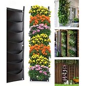 abordables sacs de culture de plantes-Ensemble de 2 sacs de culture suspendus verticaux à 7 poches, pour plantes, à fixer au mur à l'intérieur ou à l'extérieur. Style classique et léger, idéal pour un balcon, un jardin ou une décoration