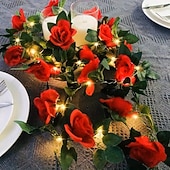 levne Řetězová světla baterie-Umělé květinové, zelené a vinné révy pohádkové řetězové světýlka 2m 20LED simulované růžové světýlka na svatbu, Valentýn, domov, balkon, zahradu, oblouky, sváteční, párty dekorace