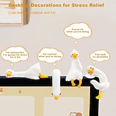 levne Sochy-4 ks pryskyřičné figurky husy, dekorace na počítačový monitor, roztomilé mini sošky husy na palubní desku auta, vtipné dekorace na stůl/televizi/fotorámy (bílá husa)