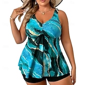 Недорогие Серфинг Танкини и Бикини-Жен. Купальный костюм 2 предм. Swimsuits тропический Ультралегкий (UL) Утягивание живота Эластичный Без рукавов Купальники Серфинг Для погружения с трубкой Лето