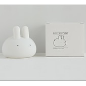 cheap Decorative Lights-Cute Dumpling Bunny Silicone Tap Night Light, Soft LED Sleep Lamp with Timer, 2 Brightness Levels, Type-C Rechargeable, Long Battery Life, Bedroom Ambient Light, Easter Gift for Kids