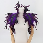 Χαμηλού Κόστους αξεσουάρ-Καρναβάλι 2026 αξεσουάρ σάμπα καρναβάλι του Ρίο γοτθικό κολάρο με φτερά &amp;Σετ μανσετών καρπού cosplay, κοστούμι φεστιβάλ Βραζιλίας