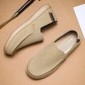 cheap Slip-On Casual Shoes-Men's Beige Canvas Slip-On Shoes, Soft Lightweight Construction, Minimalist Casual Style, Suitable for Everyday Wear, Travel &amp; Leisure