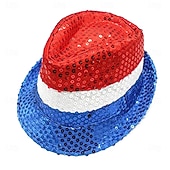  250° anniversario USA Cappello Panama Papillon Cappello a cilindro Zio Sam Innovativo Patriotico Paillettes Adulti Unisex Giorno dell'Indipendenza / 4 Luglio 4 Luglio Feste Parata Vestirsi