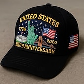  Gorra de béisbol bordada conmemorativa del 250 aniversario de Estados Unidos, Estatua de la Libertad &Banderas estadounidenses, gorra conmemorativa del Día de la Independencia