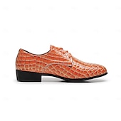 economico Scarpe Derby-scarpe eleganti da uomo con stampa coccodrillo gialla, design in similpelle con lacci, stile lussuoso e distintivo, adatte per eventi formali e occasioni speciali