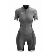 Χαμηλού Κόστους Γυναικεία ρούχα τριάθλου-Γυναικεία Φανέλα και σορτς ποδηλασίας Ολόσωμη στολή για τρίαθλο Κοντομάνικο Ποδηλασία Βουνού Ποδηλασία Δρόμου Καλοκαίρι Άνοιξη Φθινόπωρο Θαλασσί Μαύρο Γκρίζο Ποδήλατο Γρήγορο Στέγνωμα Moale