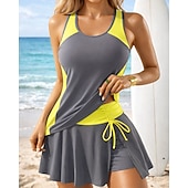 Недорогие Серфинг Танкини и Бикини-Жен. Купальник с цветочным принтом Танкини 2 предм. С принтом Эластичный Без рукавов Купальники Серфинг Для погружения с трубкой Плавание Лето