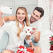cheap Mugs &amp; Cups-Heart-Shaped Coffee Mug – Cute Ceramic Cup with Red Hearts, Valentine's Day Themed Tea Mug for Gifts, Home Decor, Office, Couples, Love Gifts, Birthday, Wedding, and Romantic Decorations