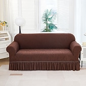 voordelige Sofadoek-Sokkenhoes van elastische jacquardstof met rokzoom, geschikt voor L-vormige banken, hoekbeschermer voor woonkamerbanken, antislip, wasbaar en stofwerend. Geschikt voor 1, 2, 3 of 4 zitplaatsen.