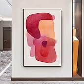 cheap Abstract Paintings-Minimalist Bold Color Field Painting Abstract Red and Pink Poster Modern Contemporary Painting Statement Decor Vibrant Dopamine Decor