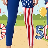  Mädchen 3D Grafik Flagge Hose Leggings 3D-Druck Frühling Herbst Streetwear Basic Stumpfhosen Kinder 4-12 Jahre Lässig Täglich Outdoor Normale Passform