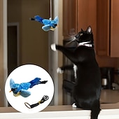 お買い得  猫用おもちゃ-鳥のさえずりが聞こえるインタラクティブな猫のおもちゃ &amp;羽ばたき、自動鳴き声 &amp;キャットニップ &amp;室内猫用のロープ、引っかき用のティーザースティック &amp;噛む、退屈しのぎのペット用品