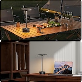 tanie Lampy stołowe-1 opakowanie bezprzewodowych lamp stołowych, ładowalnych, przenośnych lamp zasilanych baterią 5000 mAh, 3-kolorowa lampa stołowa LED z płynnym przyciemnianiem i funkcją pamięci, do użytku na zewnątrz/w jadalni/na patio/w restauracji