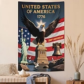 abordables Tapices de pared-Independence Day Tapestry Banners Blanket Flag 3D Bedroom Living Room Dorm Teens Room College Dorm Wall Porch Home Decor