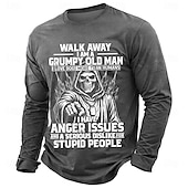  Per uomo Gergo divertente Maglietta Manica Lunga maglietta Stampa 3D Girocollo Camicia Moda Quotidiano Essenziale Casuale Quotidiano Streetwear Blu Nero Verde Estate Primavera Abbigliamento S M L XL