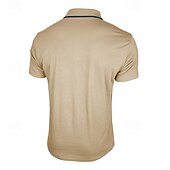 お買い得  メンズ クラシックポロ-男性用 コットンポロシャツ ゴルフシャツ カジュアル フィットネス ファスナー ラペル 半袖 ファッション 筋 純色 平織り ジッパー ポケット 夏 春 スリムフィット アーミーグリーン フォレストグリーン ダックレッド ブラック ホワイト ダークブルー コットンポロシャツ
