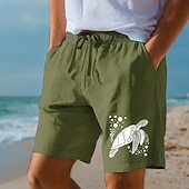 abordables Día festivo-Hombre Tortuga Criaturas del mar Pantalón corto Pantalones cortos de playa Pantalones cortos de algodón Media cintura Hawaiano Casual Diario Playa Festivos Bolsillos laterales Cintura elástica con