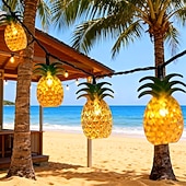 abordables Funciona con energía solar-Guirnalda de luces solares con forma de piña, 30 LED, luces tropicales de verano de 4,5 m, ideal para patios, familias, bodas, dormitorios, cumpleaños y decoración de jardines tropicales hawaianos.