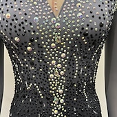 economico Abiti da Pattinaggio Artistico-Abito da pattinaggio artistico Per donna Ragazze Pattinaggio sul ghiaccio Vestito Black Sliver Foro per il pollice Schiena aperta Rete Alta elasticità Allenamento Competizione Vestiti da pattinaggio