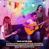 abordables Bandes Lumineuses Intelligentes-Lumières néon LED RGB+IC, lumières LED avec télécommande &amp;Contrôle via application, étanche IP65, compatible avec une utilisation extérieure, synchronisation musicale, design personnalisable, ruban