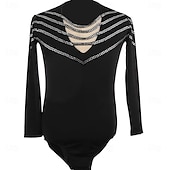 cheap Boys&amp;Men Figure Skating Costumes-Figure Skating Top Men's Ice Skating Tops Black Patchwork High Elasticity Training Competition Skating Wear Classic Crystal / Rhinestone Long Sleeve Ice Skating Figure Skating