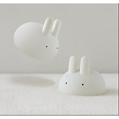 cheap Decorative Lights-Cute Dumpling Bunny Silicone Tap Night Light, Soft LED Sleep Lamp with Timer, 2 Brightness Levels, Type-C Rechargeable, Long Battery Life, Bedroom Ambient Light, Easter Gift for Kids
