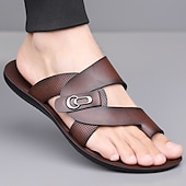 Χαμηλού Κόστους Σανδάλια Διακοπών-Ανδρικά λευκά σανδάλια από συνθετικό δέρμα, μαλακό πέλμα, μινιμαλιστικό μοντέρνο στυλ, άνετα καλοκαιρινά παπούτσια για casual και χαλαρή ένδυση