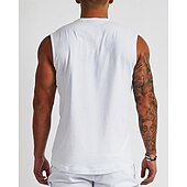 billiga Löpar-T-shirts och linnen-Herr Bokstav Träningströja Linne för jogging Gymlinne Sommar Vår Höst Ärmlös Snabb tork Kompression Fuktabsorberande Gymträning Aktiv träning Träning Svart Vit Guld Sportkläder Sportkläder