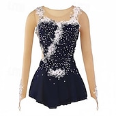 cheap Figure Skating Dresses-Figure Skating Dress Women's Girls' Ice Skating Dress Outfits Light Yellow Yan pink Violet Flower Mesh Spandex Lace High Elasticity Training Competition Skating Wear Flower Dumb Light Ice Skating